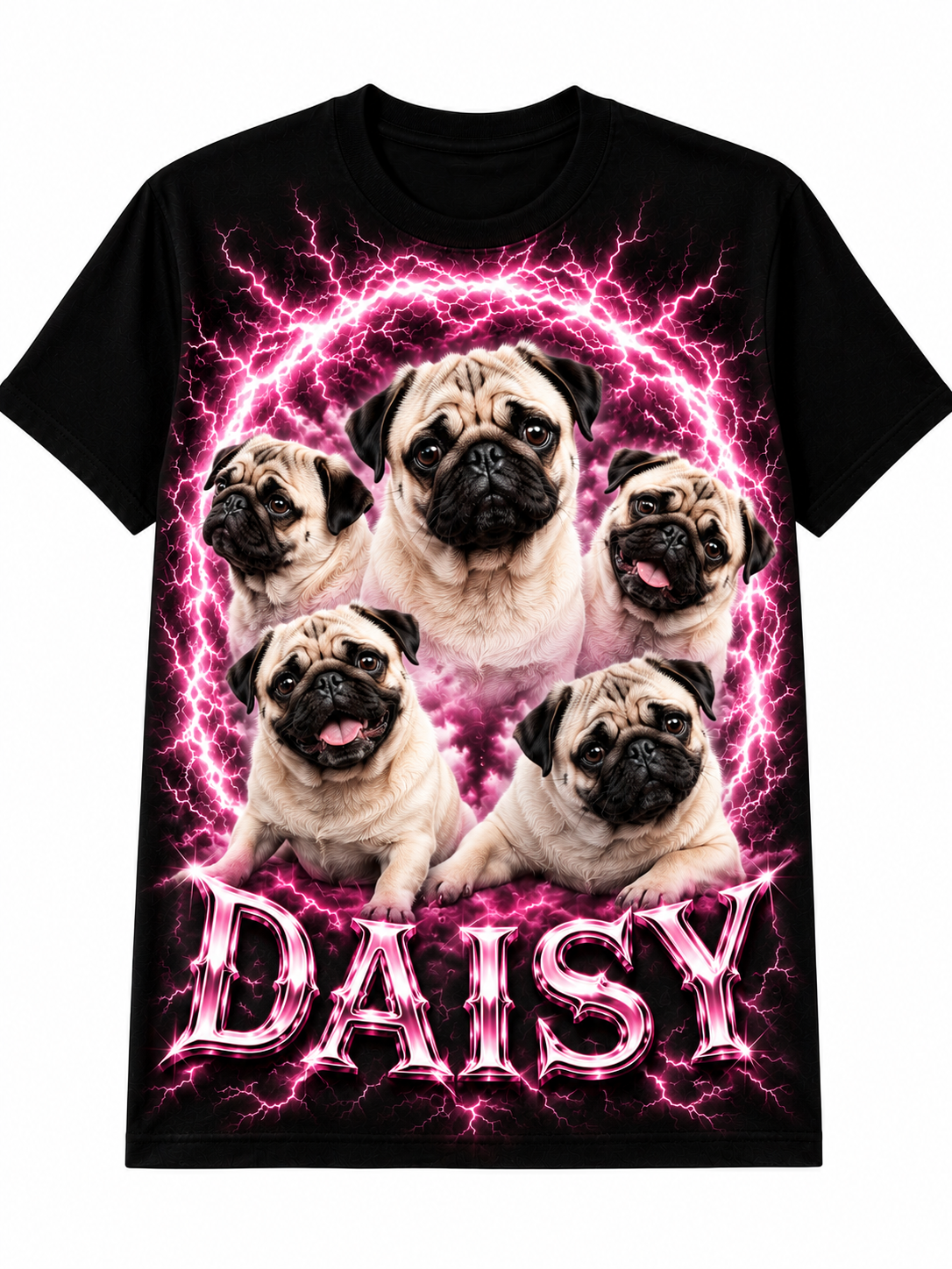 PINK LIGHTNING CUSTOM PET T SHIRT