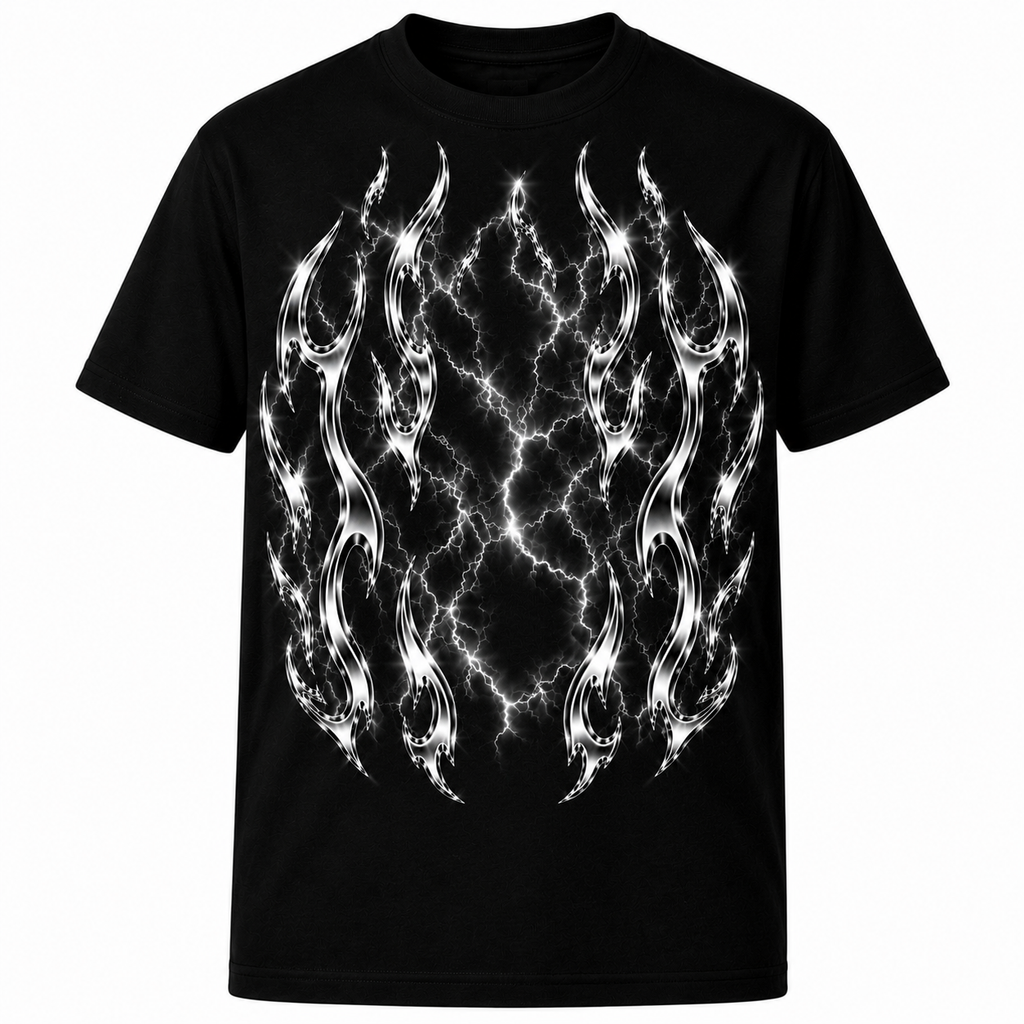 CHROME FLAMES CUSTOM PET T SHIRT