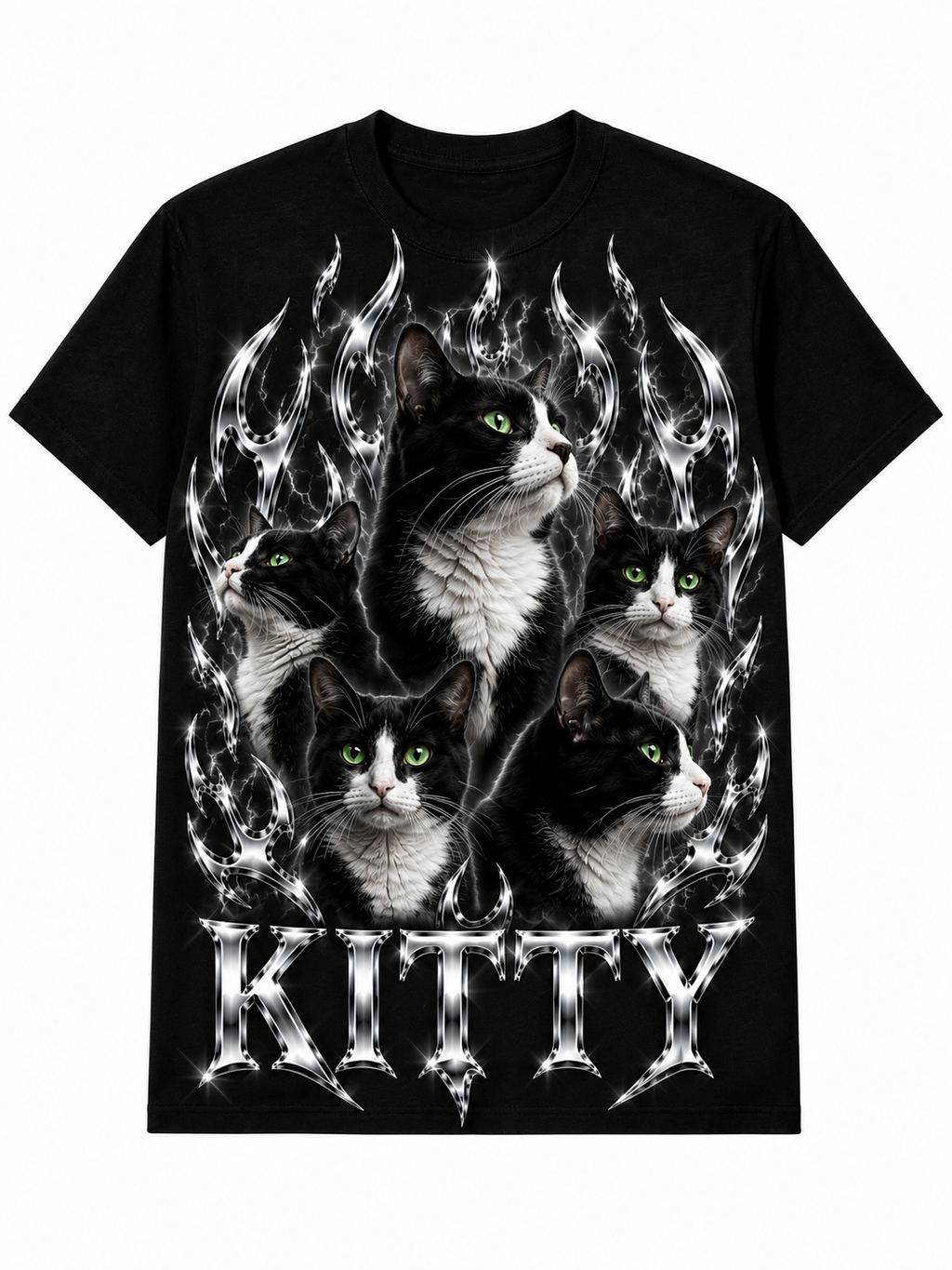 CHROME FLAMES CUSTOM PET T SHIRT