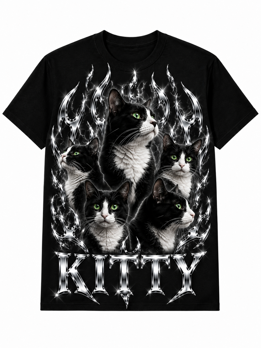 CHROME FLAMES CUSTOM PET T SHIRT